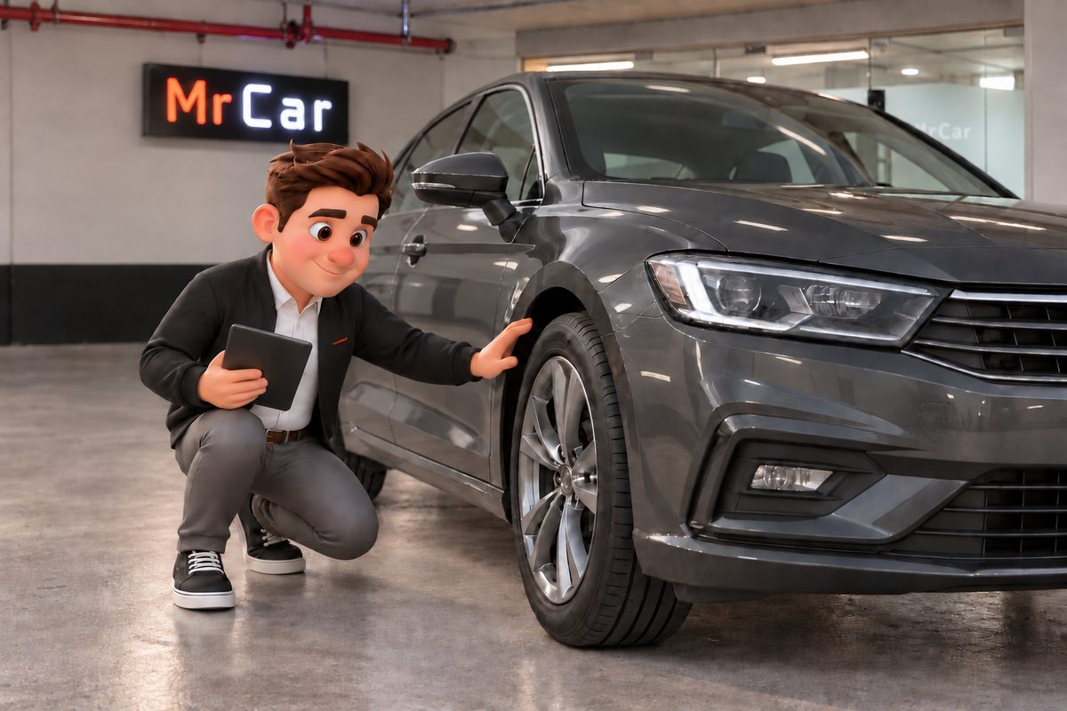 Tasador de MrCar revisando un auto